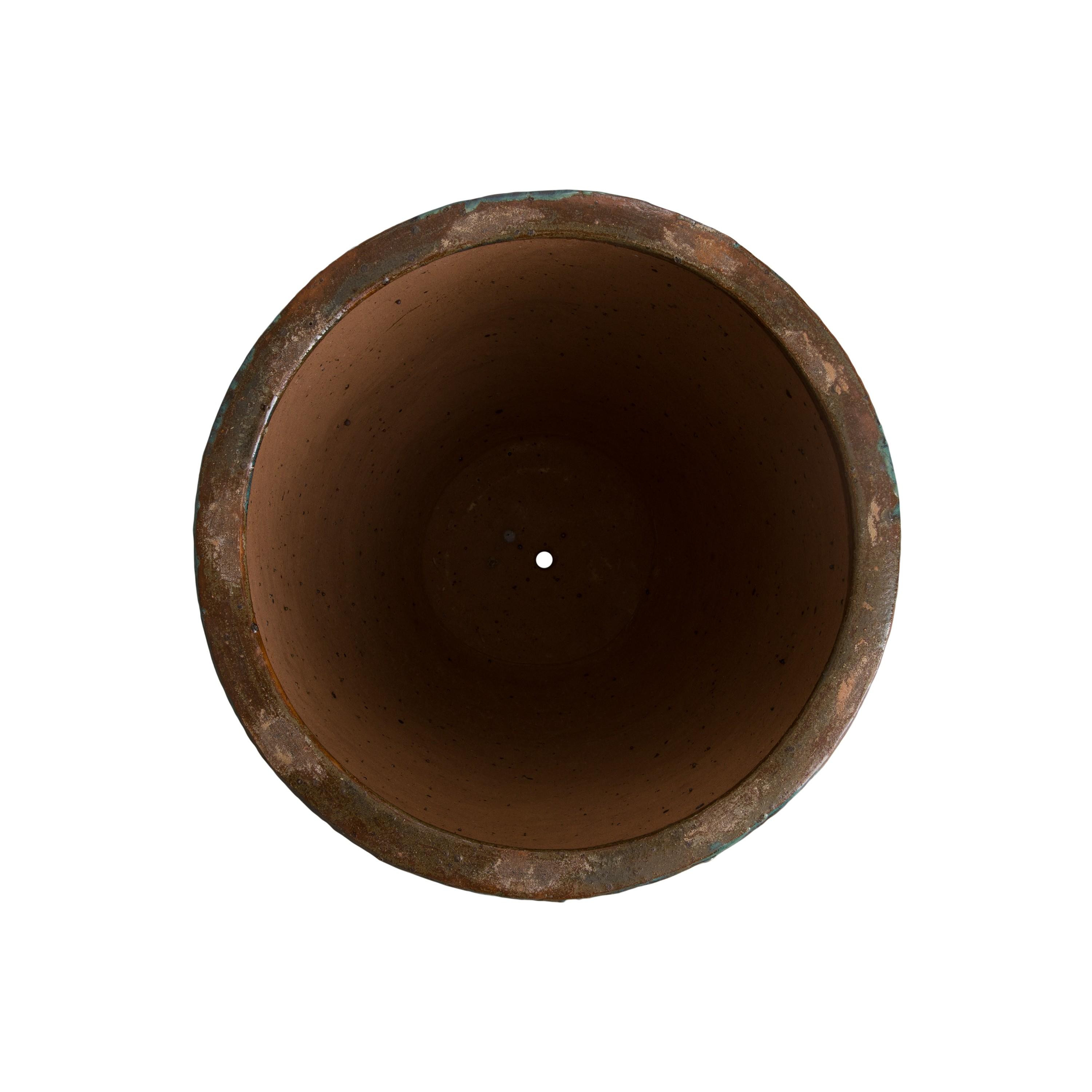 Ripple 24 in. Round Teal Ceramic Planter