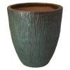 Ripple 29.5 in. Round Teal Ceramic Planter