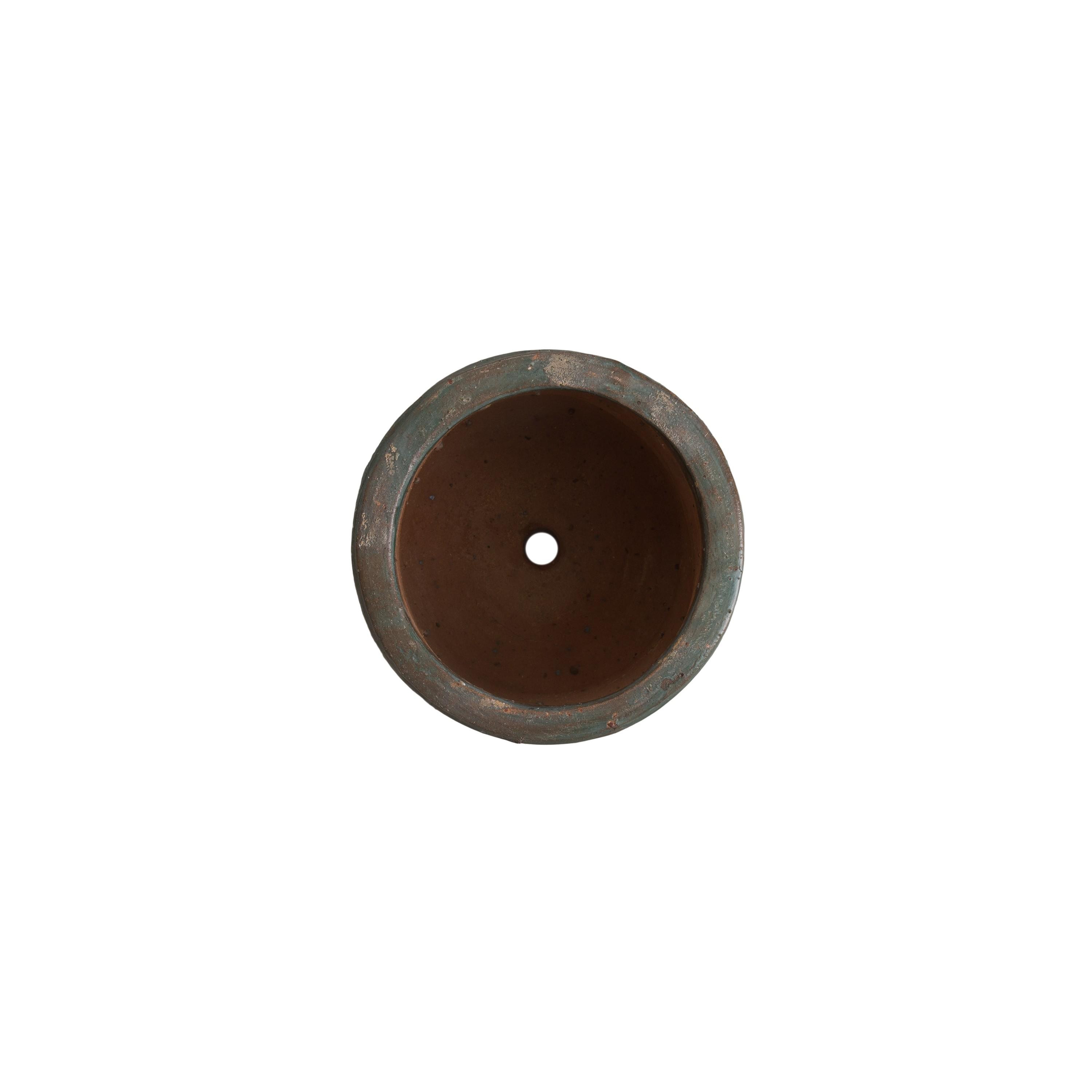 8 in. Round Cylinder Soft Blue Ceramic Planter