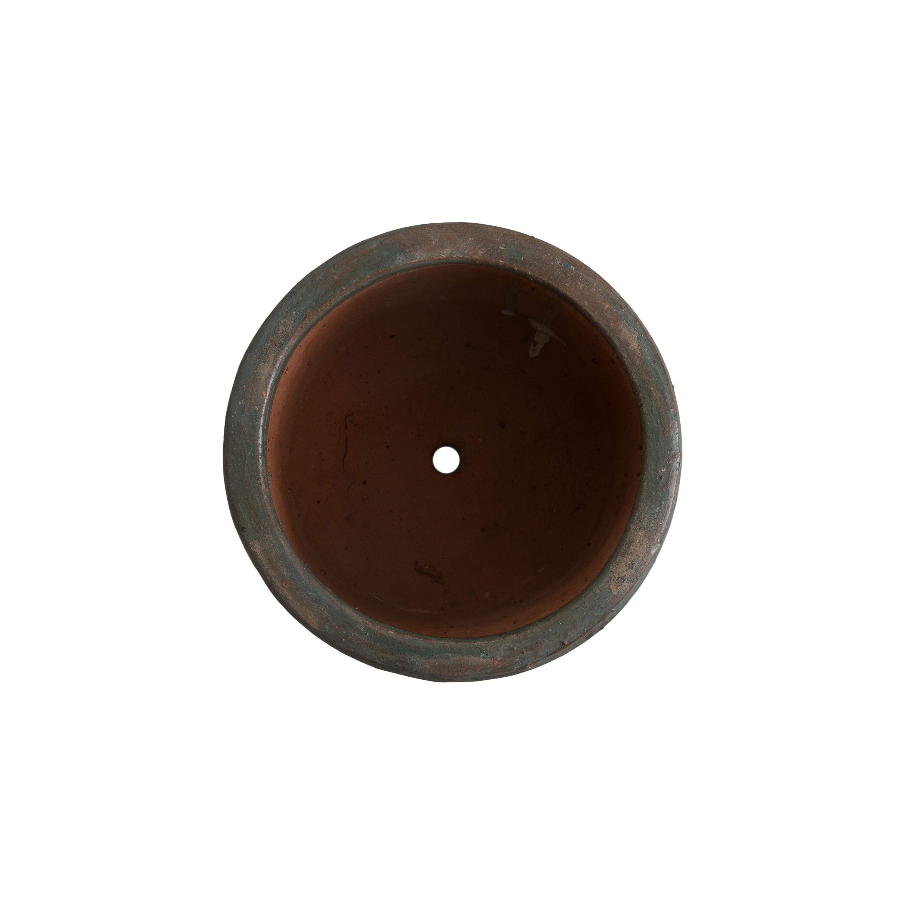 12 in. Round Cylinder Soft Blue Ceramic Planter