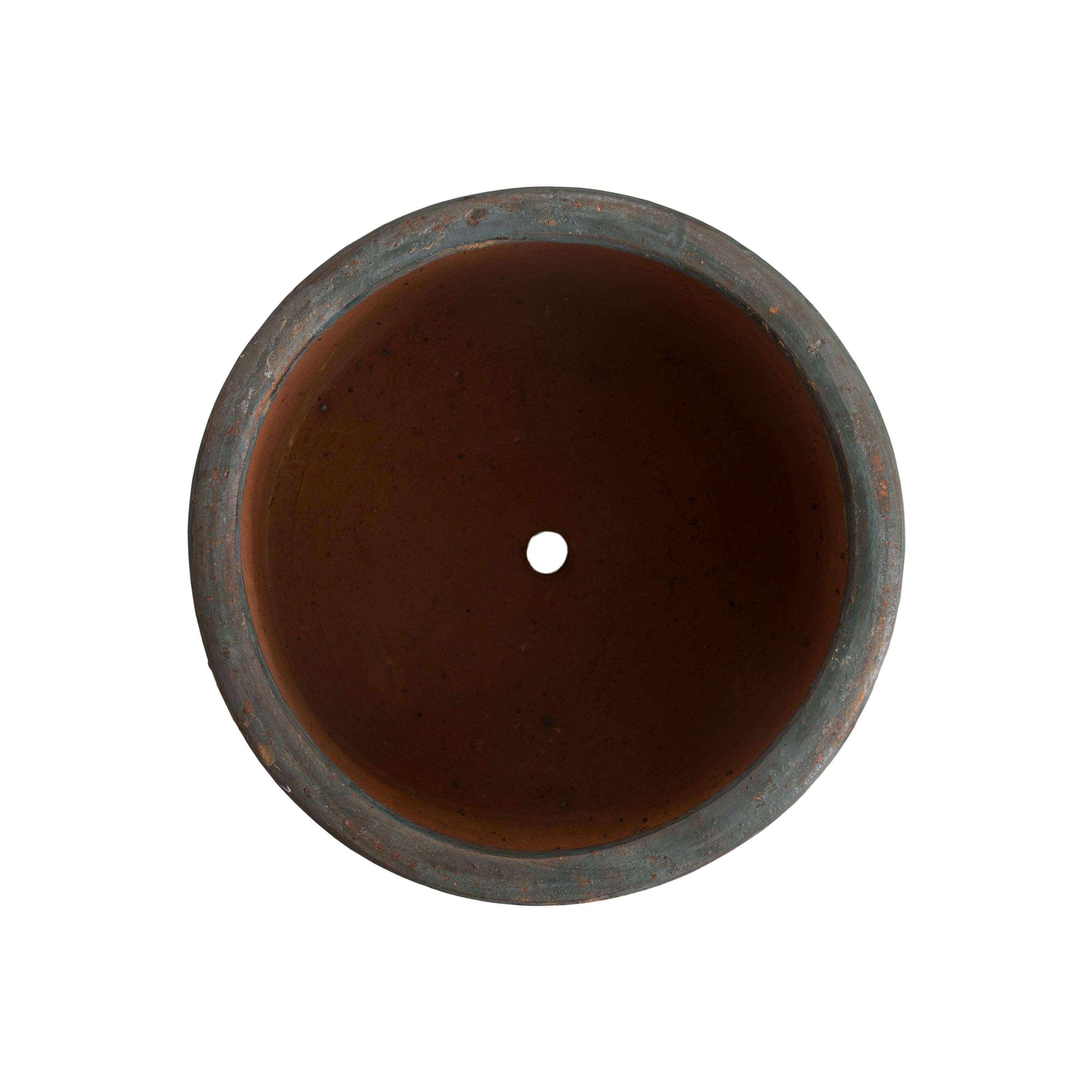 16 in. Round Cylinder Soft Blue Ceramic Planter