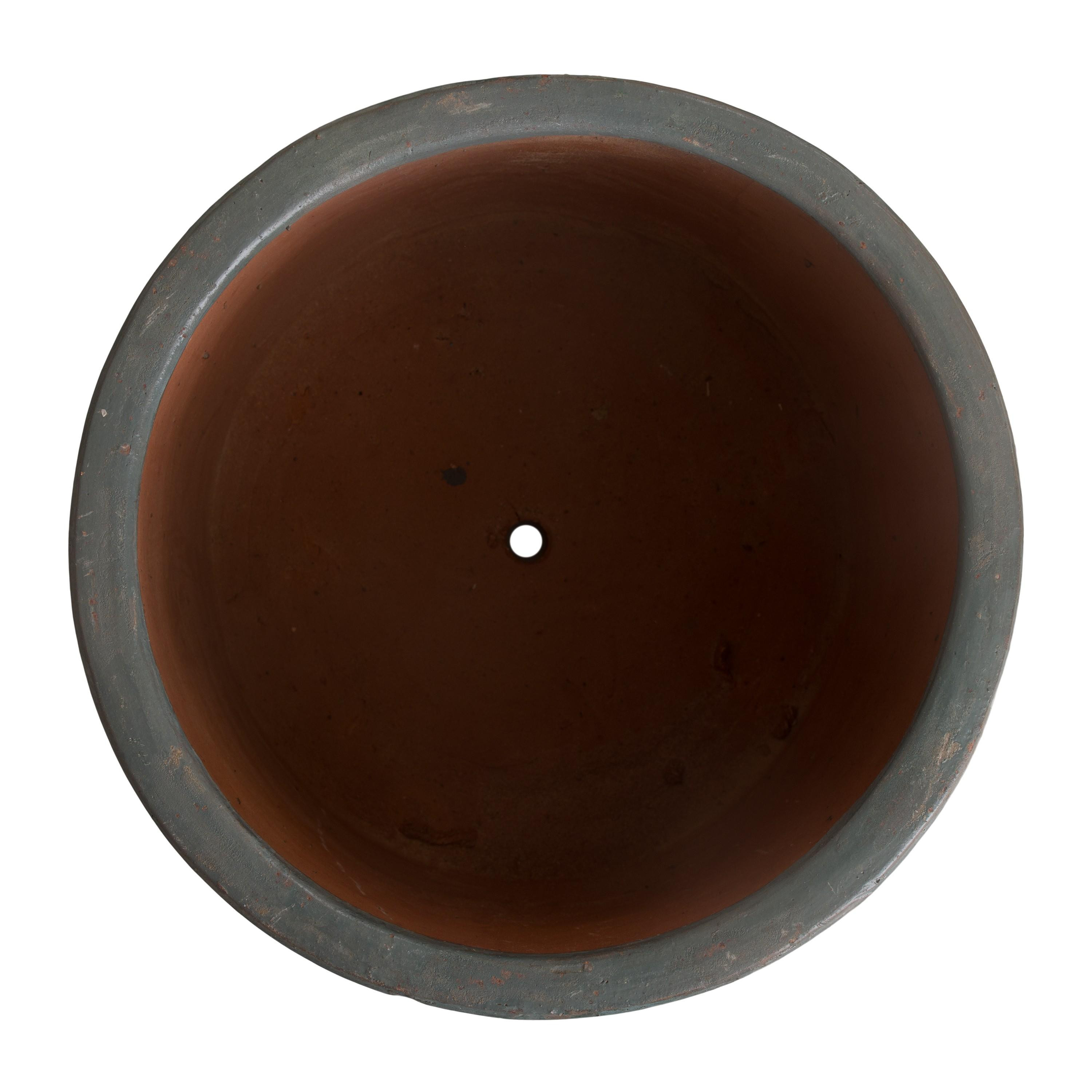 17 in. Round Cylinder Soft Blue Ceramic Planter