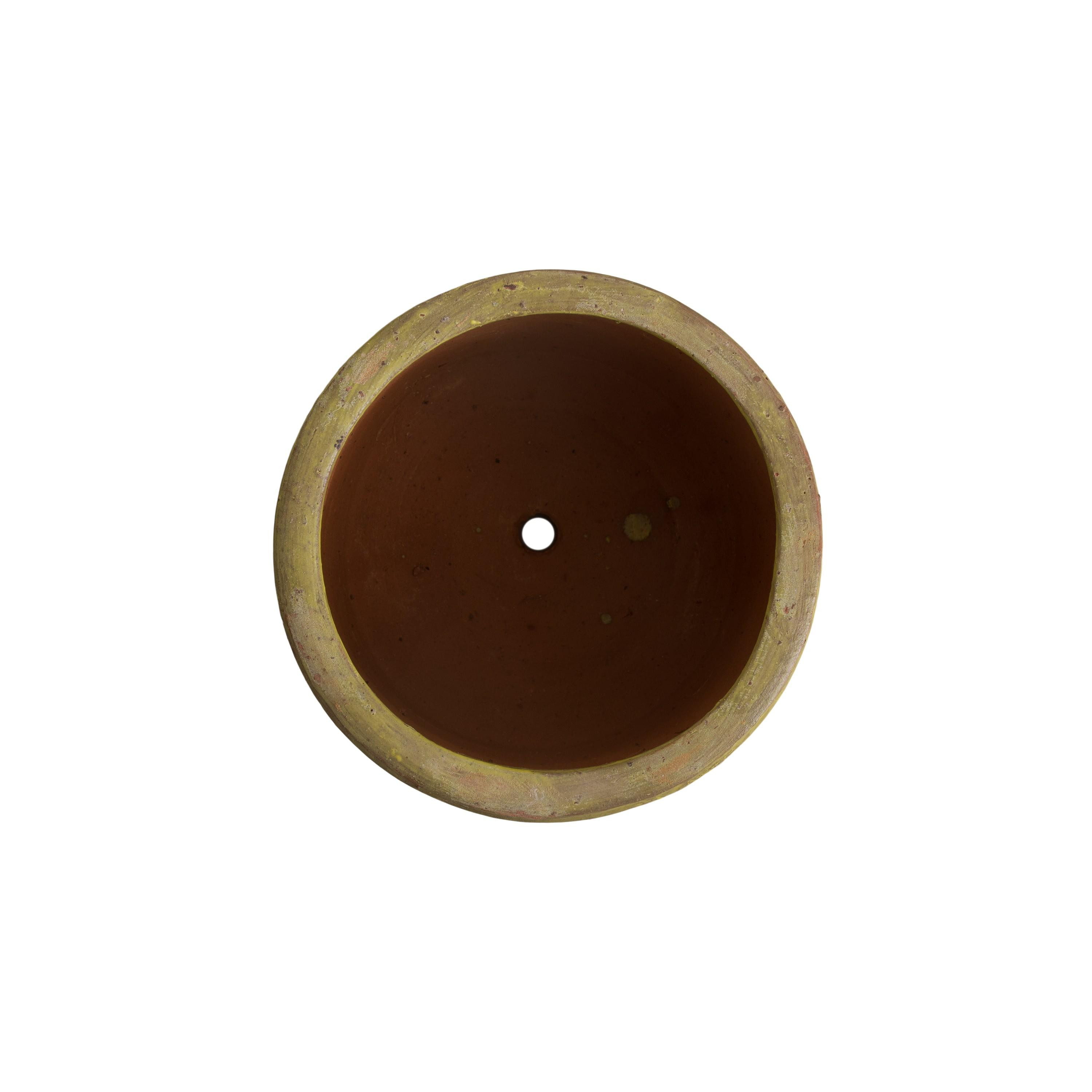 10 in. Round Cylinder Yellow Ceramic Planter