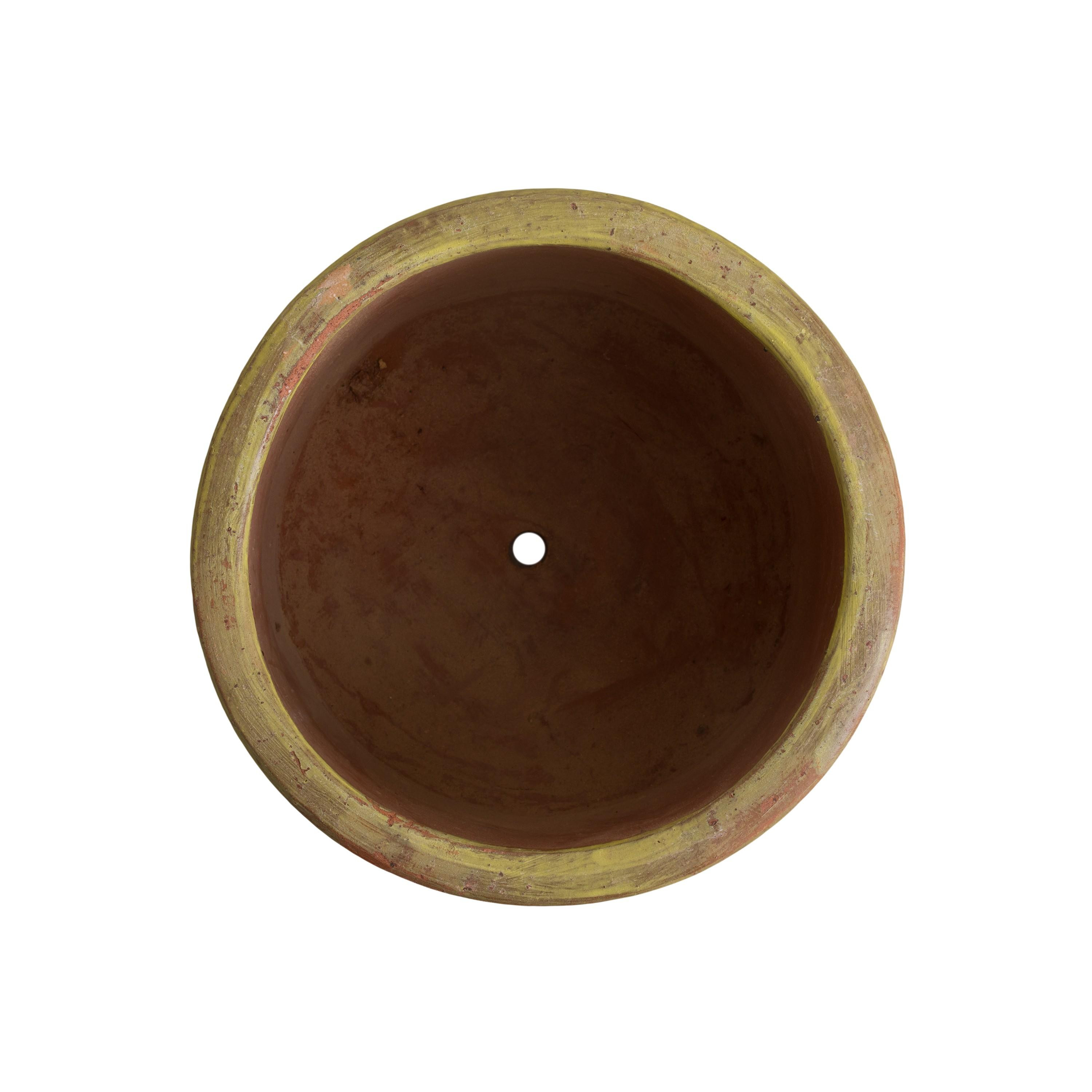 13 in. Round Cylinder Yellow Ceramic Planter