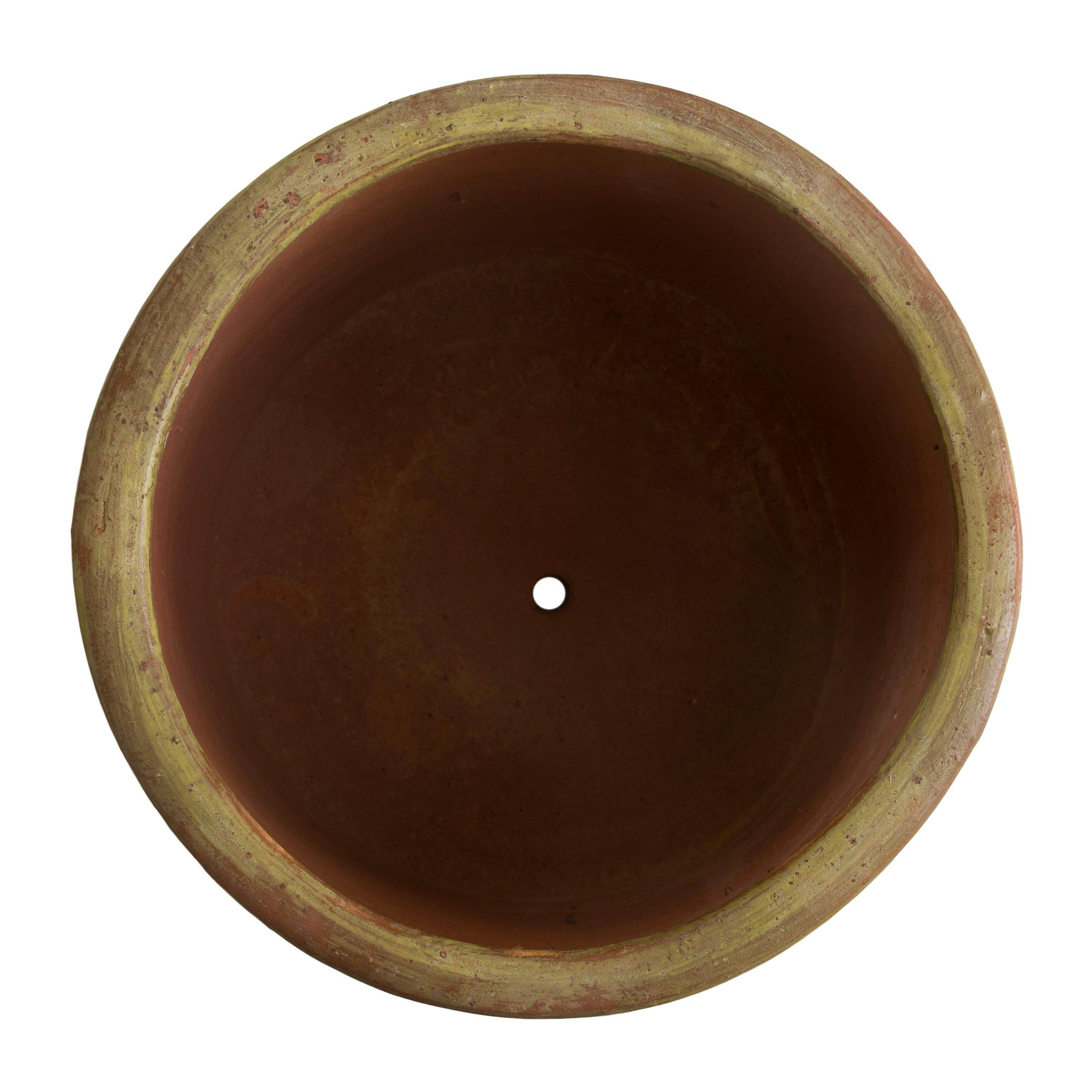 16 in. Round Cylinder Yellow Ceramic Planter