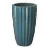 29 in. Tall Round Ridge Pot with a Teal Glaze