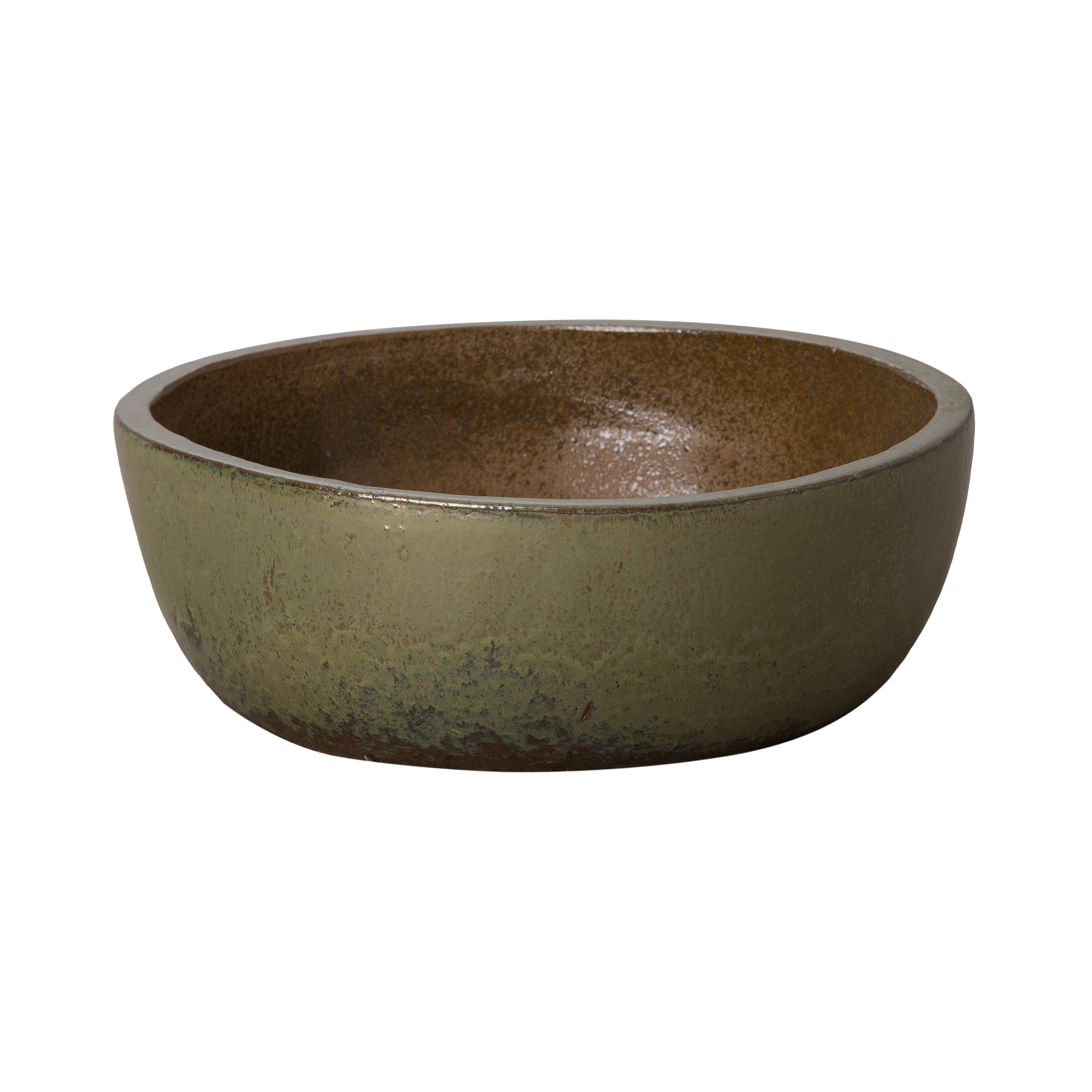 18 in. Dia Round Shallow Ceramic Planter
