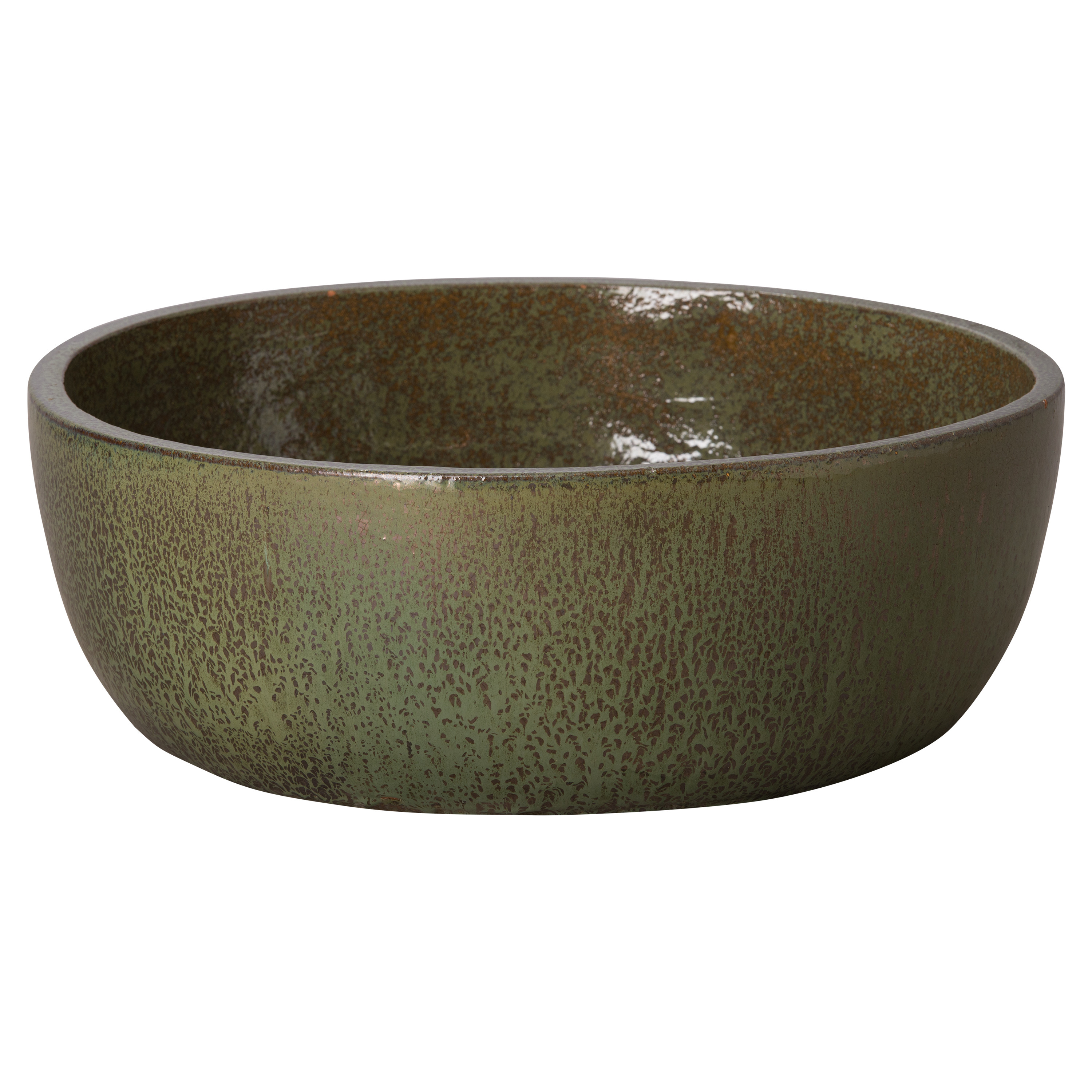 22 in. Dia Round Shallow Ceramic Planter