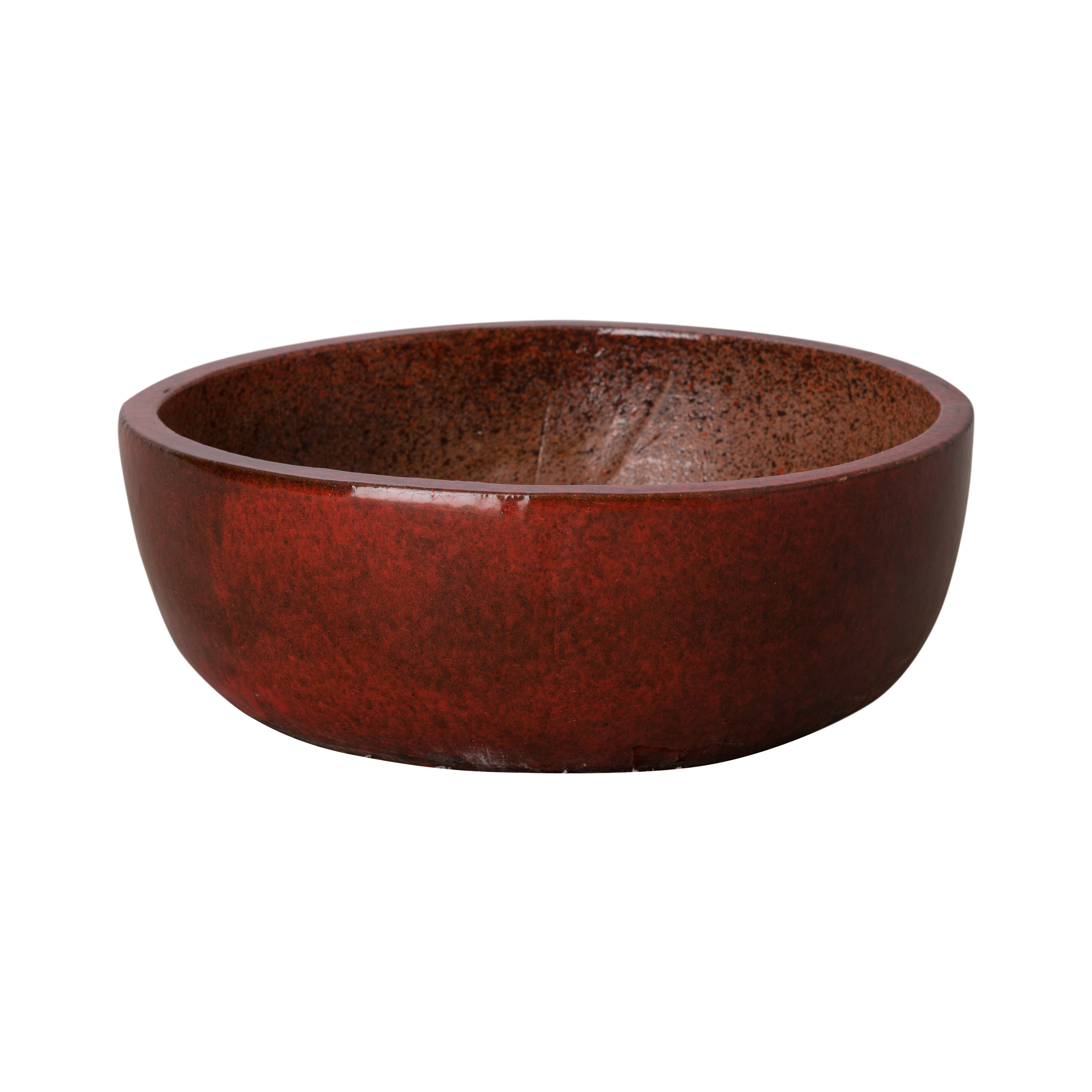 18 in. Dia Round Shallow Ceramic Planter