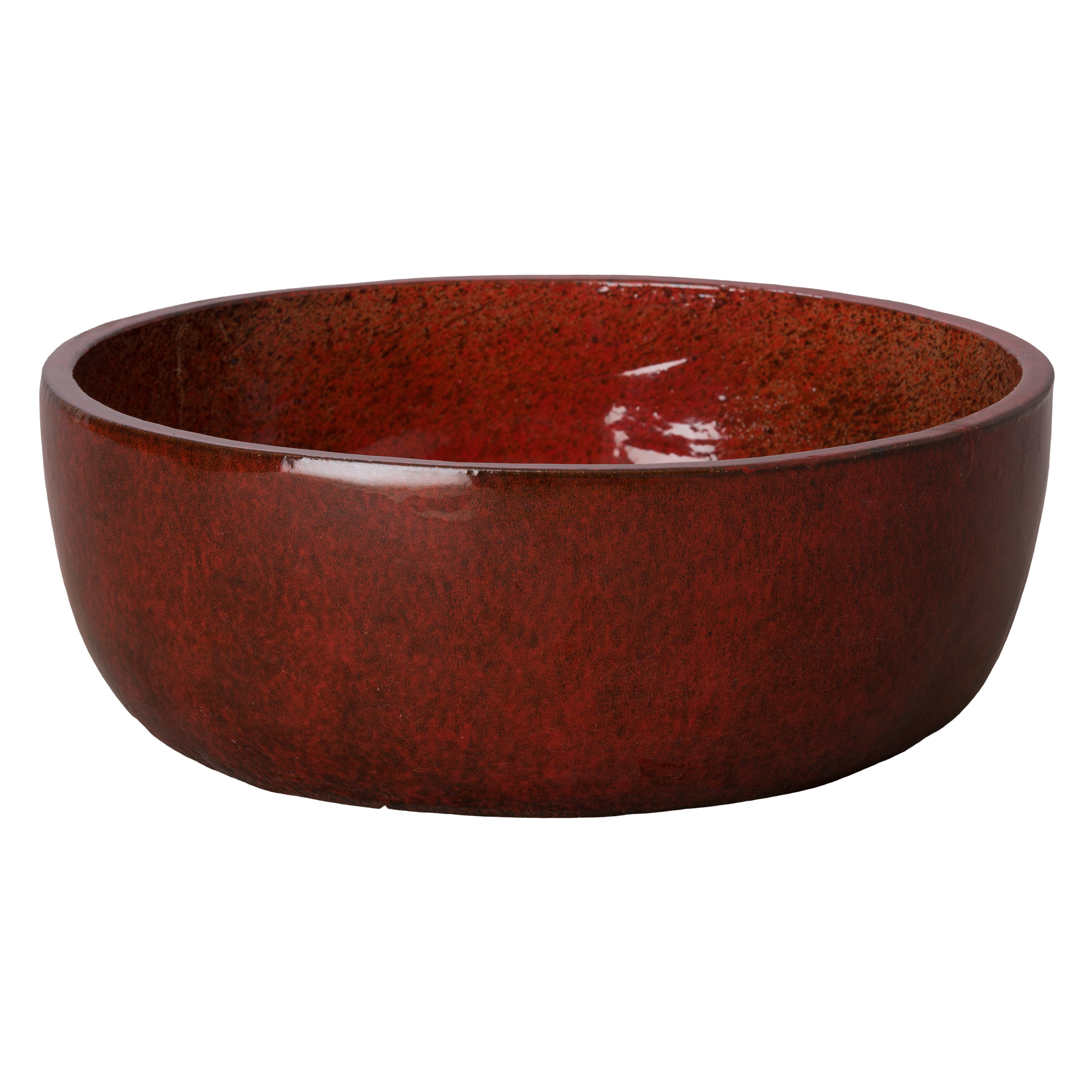 22 in. Dia Round Shallow Ceramic Planter