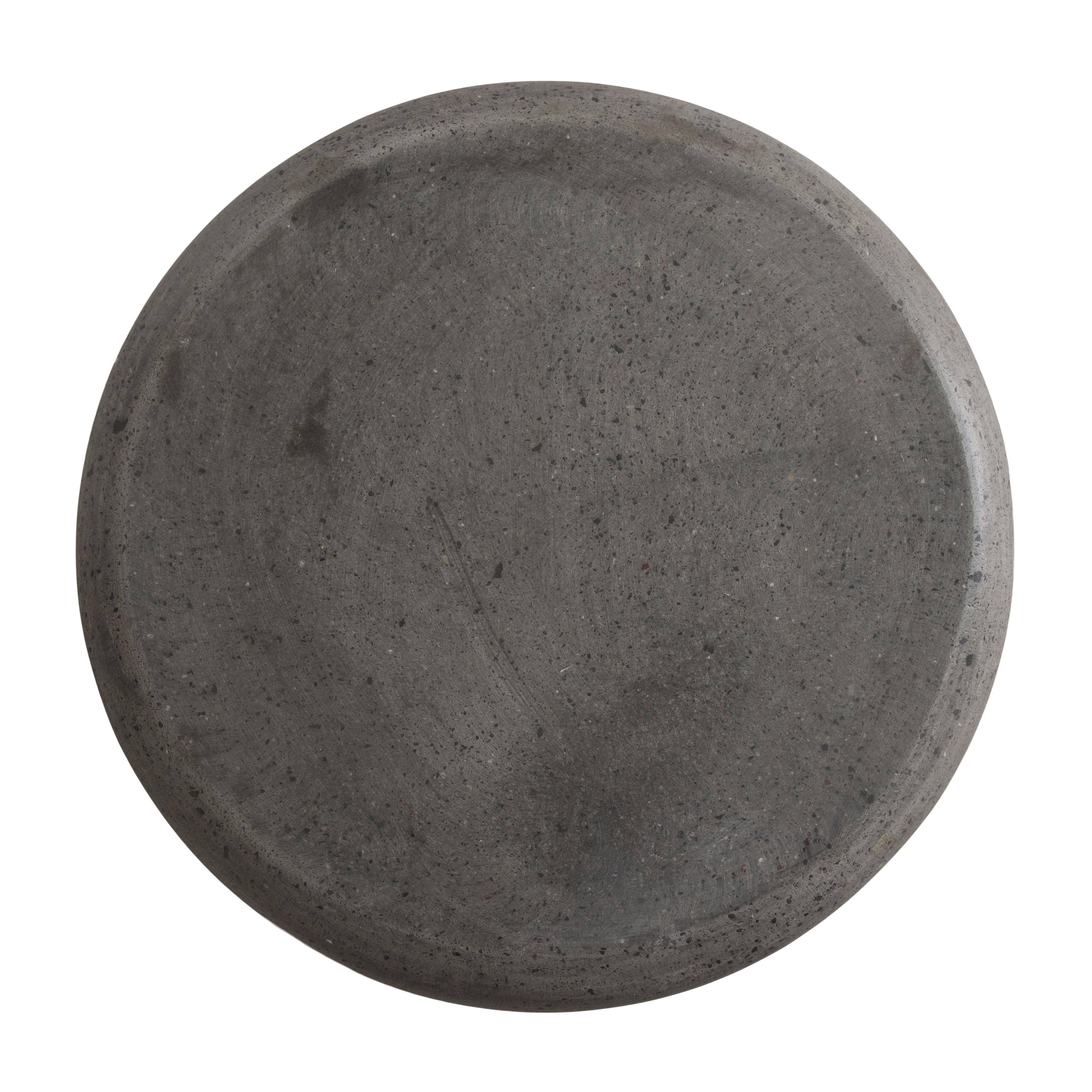 17 in. Caemen Cylinder Terrazzo Gray Garden Stool