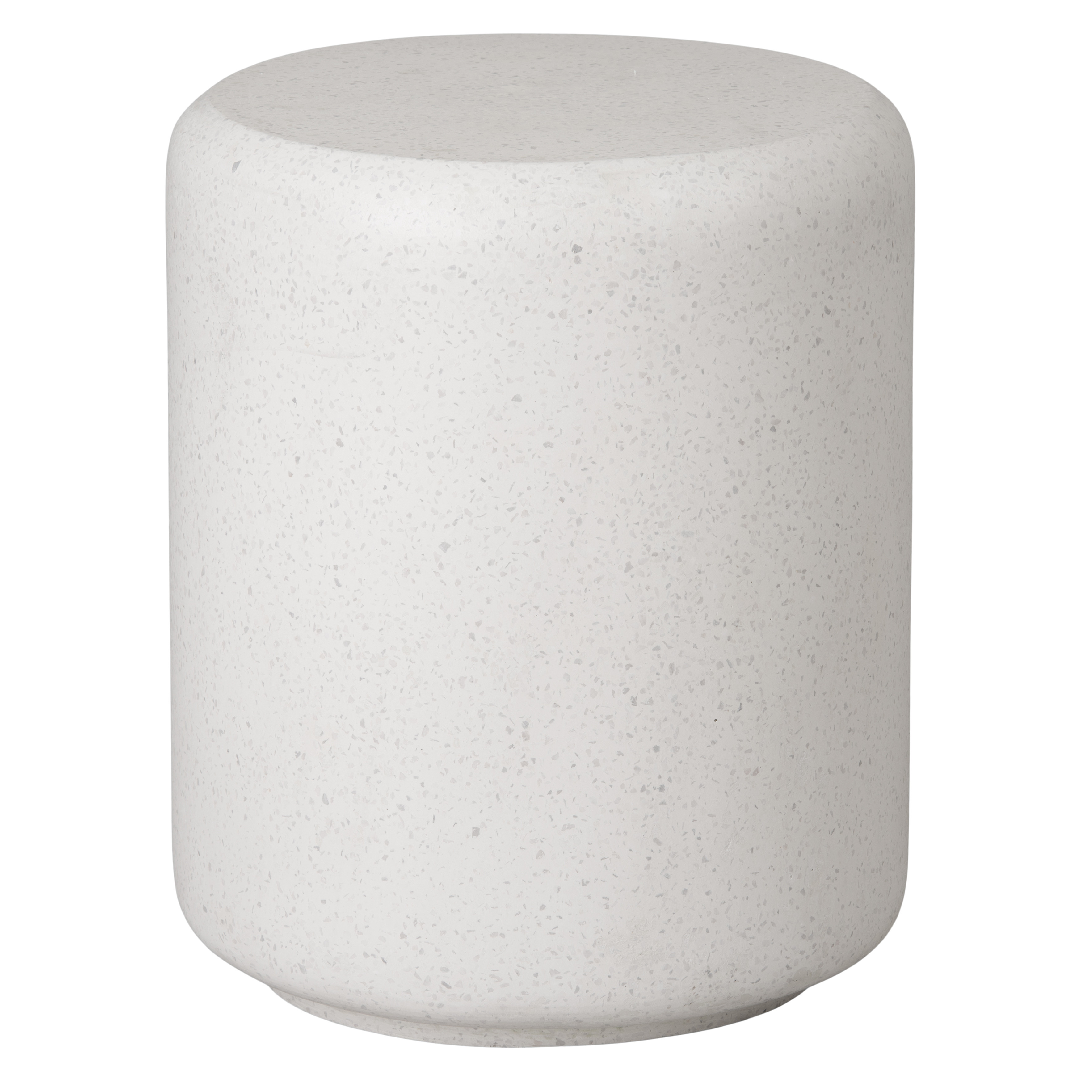17 in. Caemen Cylinder Terrazzo White Garden Stool