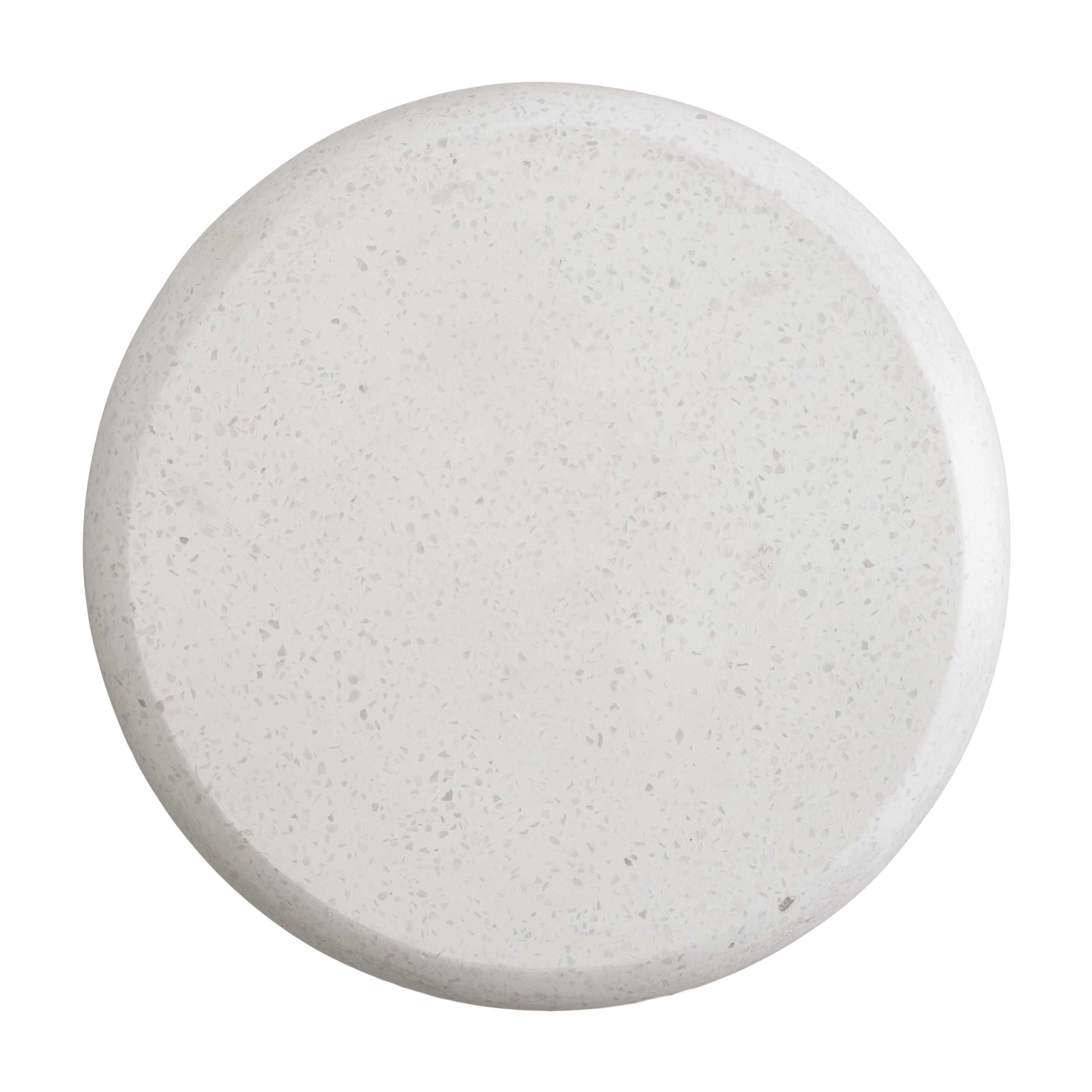 17 in. Caemen Cylinder Terrazzo White Garden Stool