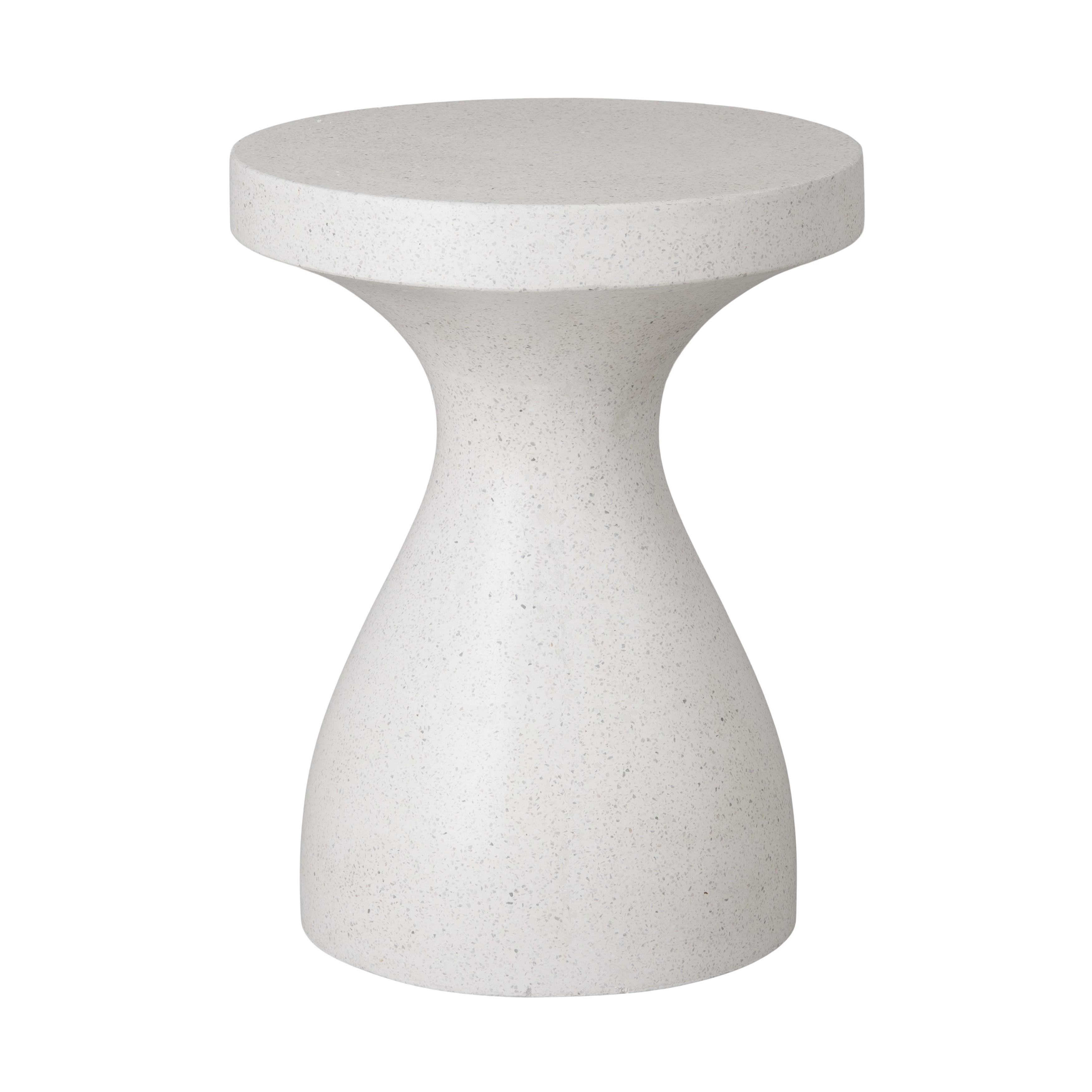 20 in. Caemen Teardrop Terrazzo White Garden Stool