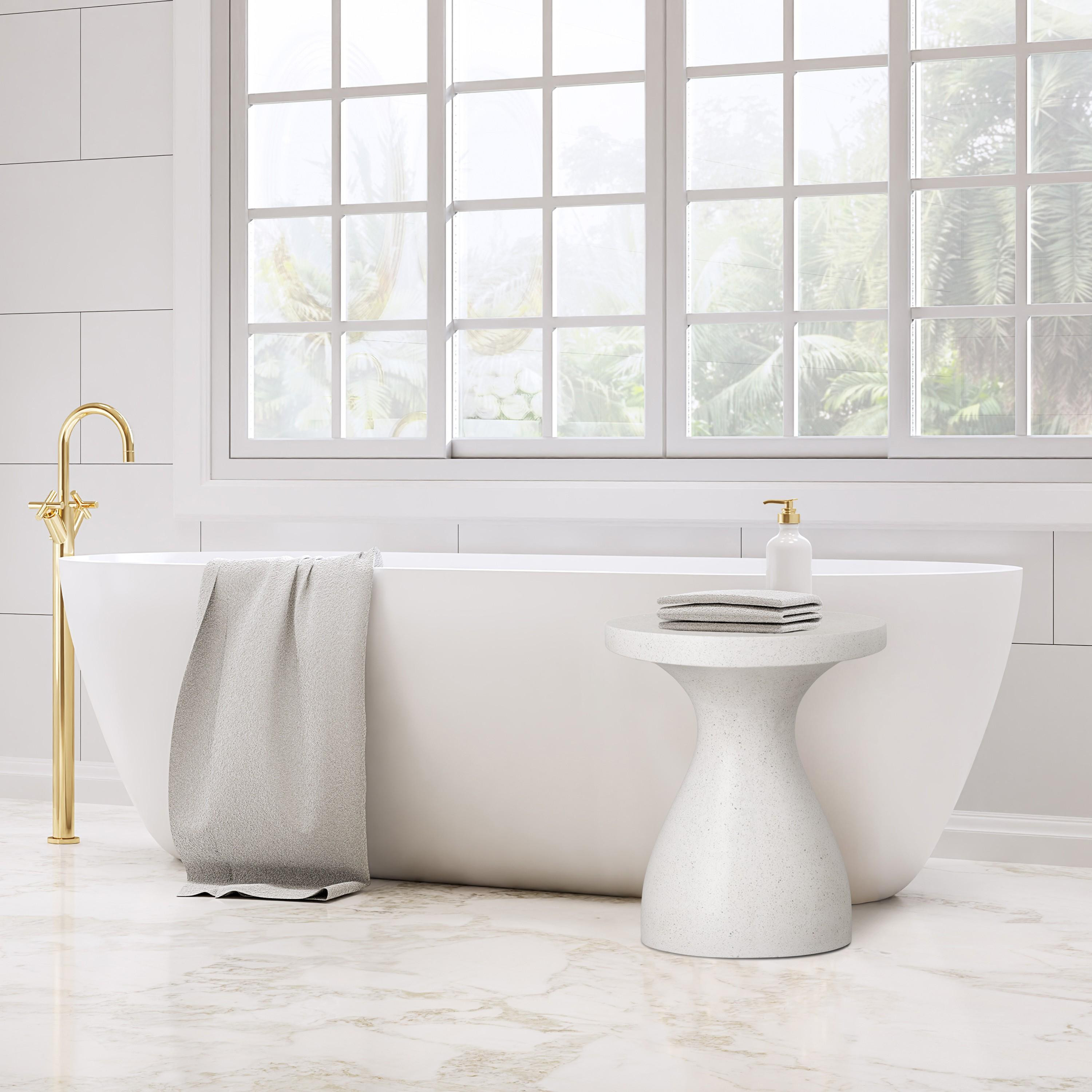 20 in. Caemen Teardrop Terrazzo White Garden Stool