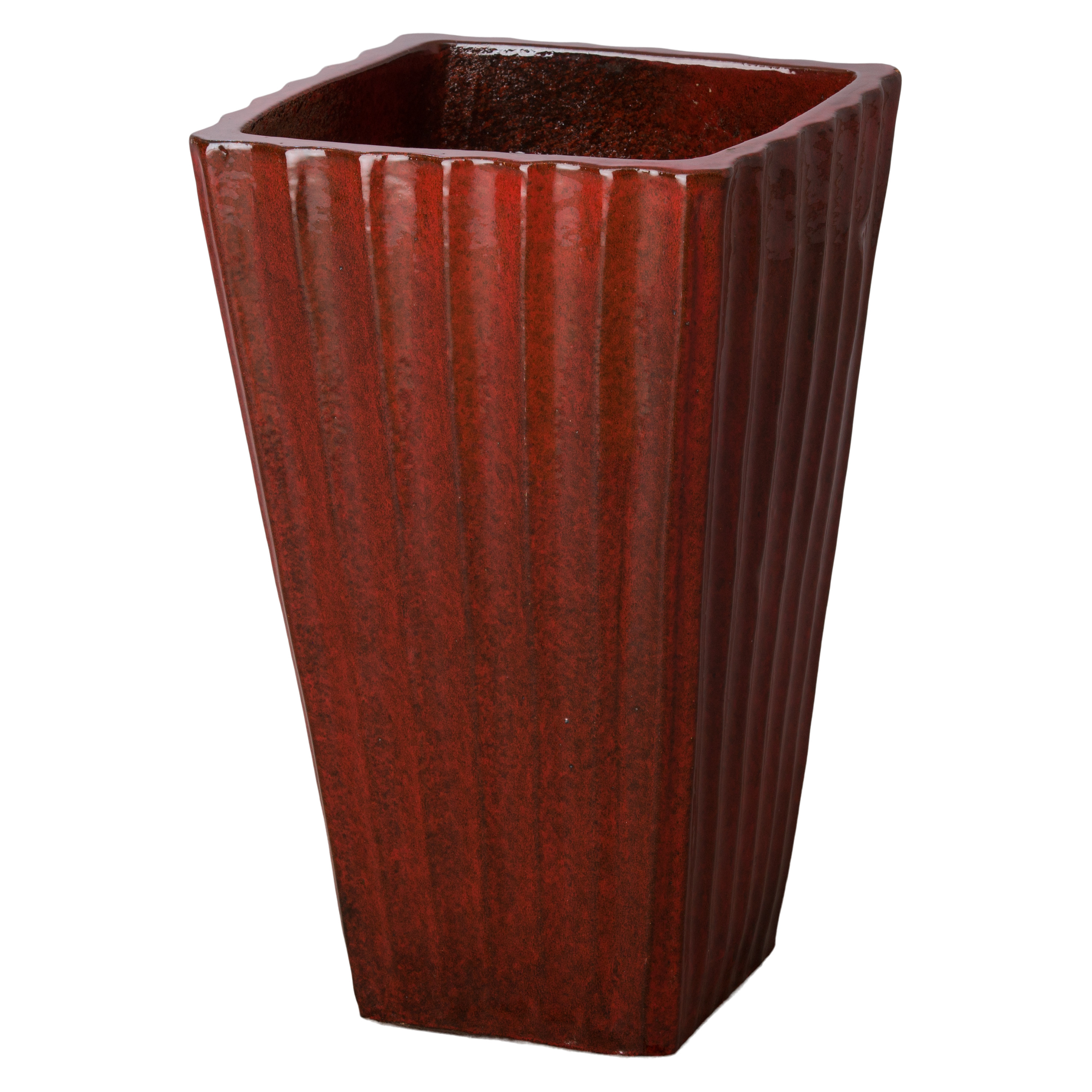 15 in. Fluted Square Ceramic Planter