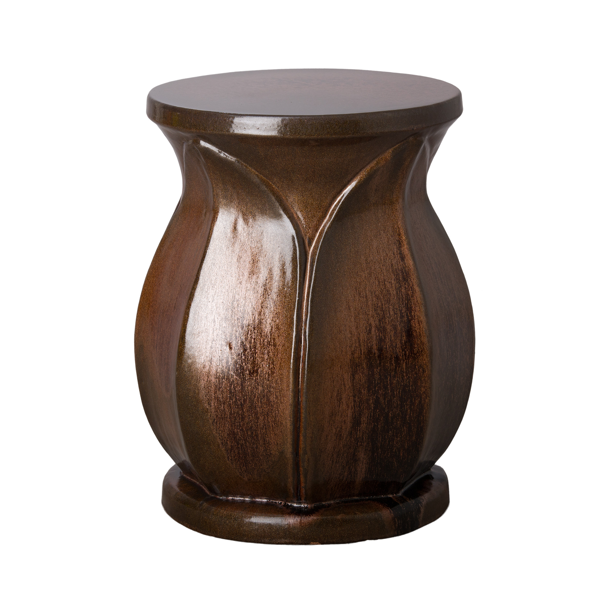 18 in. Lotus Ceramic Garden Stool