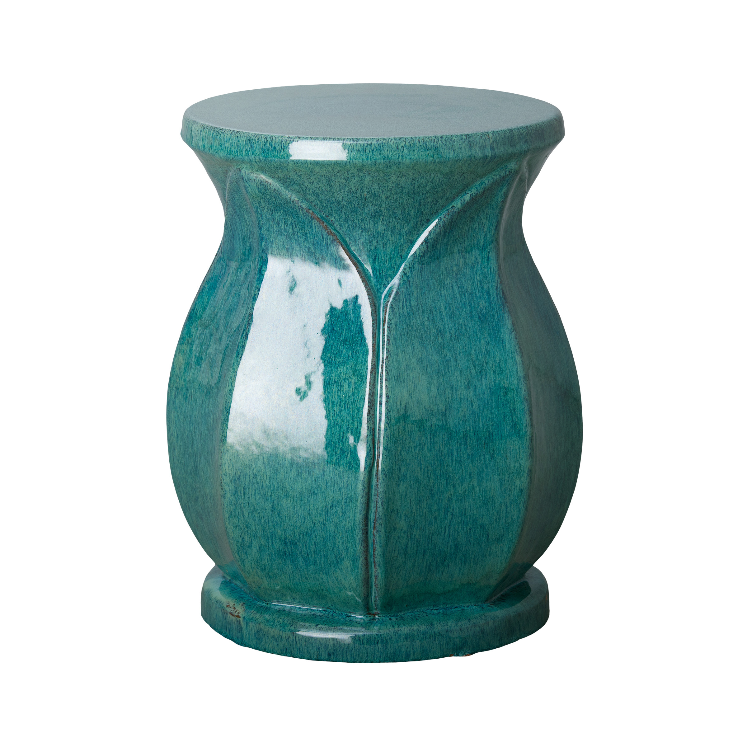 18 in. Lotus Ceramic Garden Stool