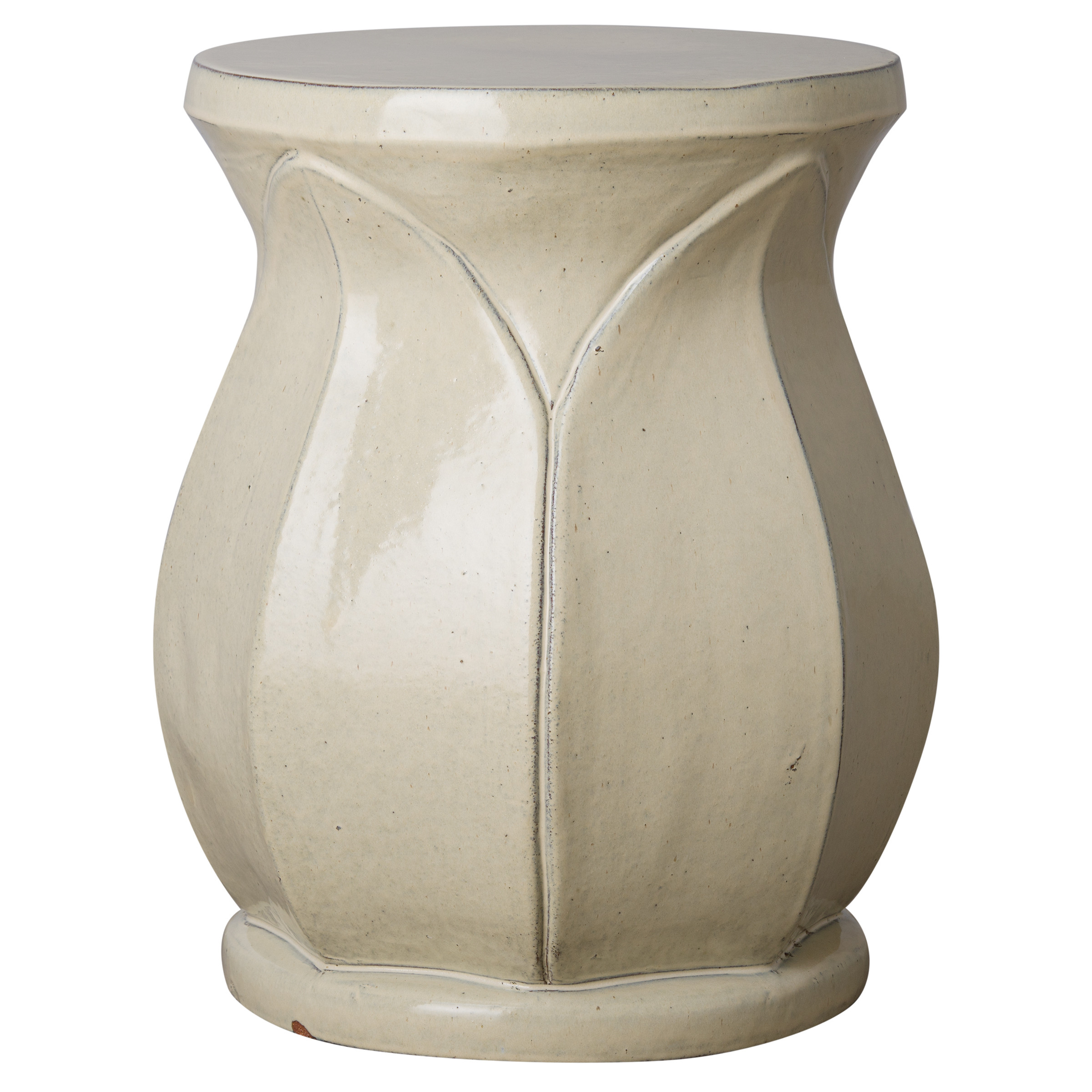 22 in. Large Lotus Ceramic Garden Stool