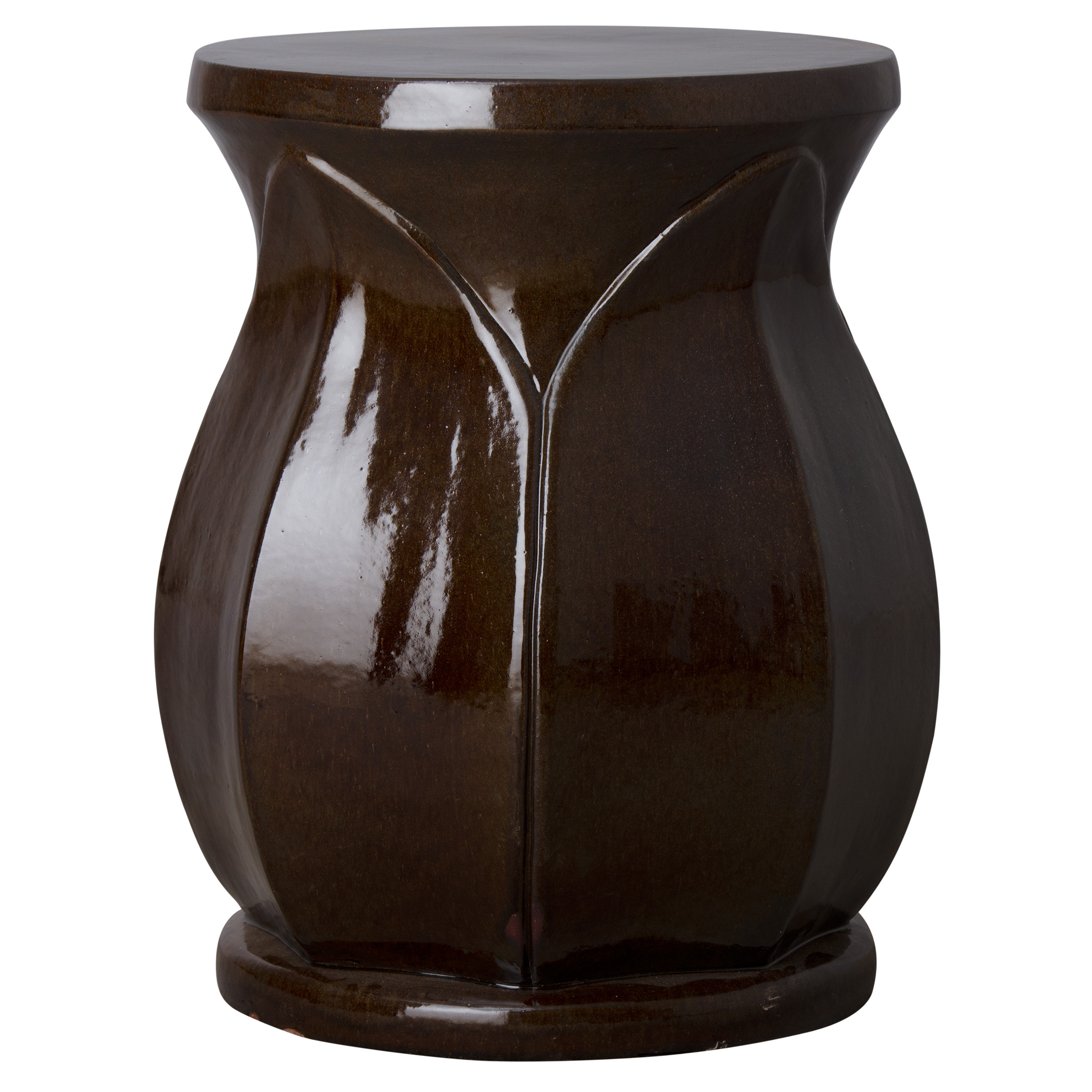 22 in. Large Lotus Ceramic Garden Stool