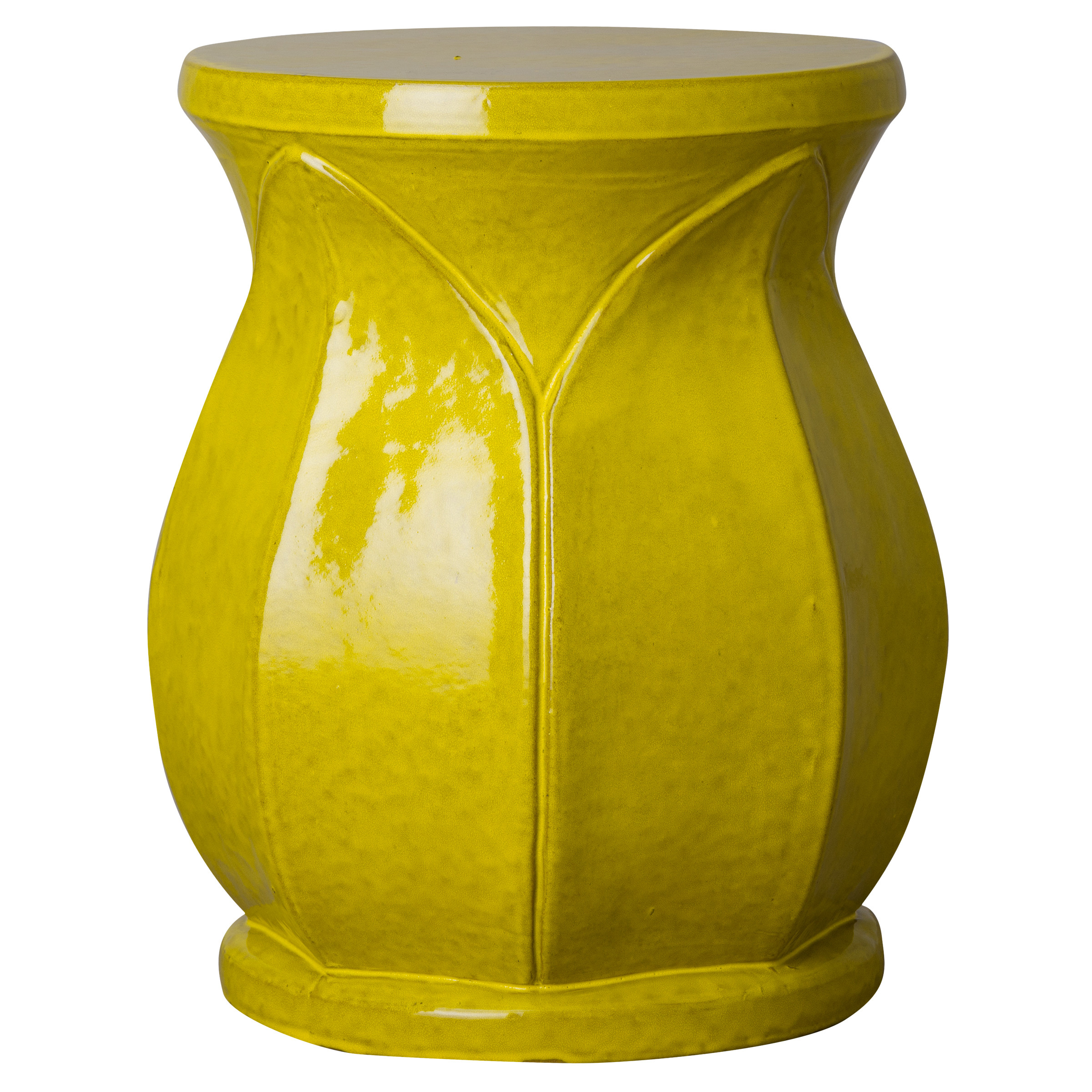 22 in. Large Lotus Ceramic Garden Stool