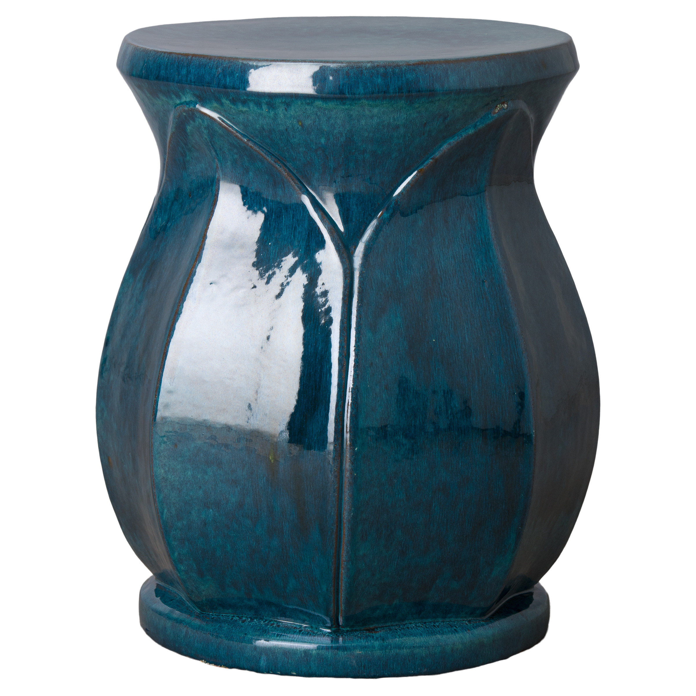 22 in. Large Lotus Ceramic Garden Stool