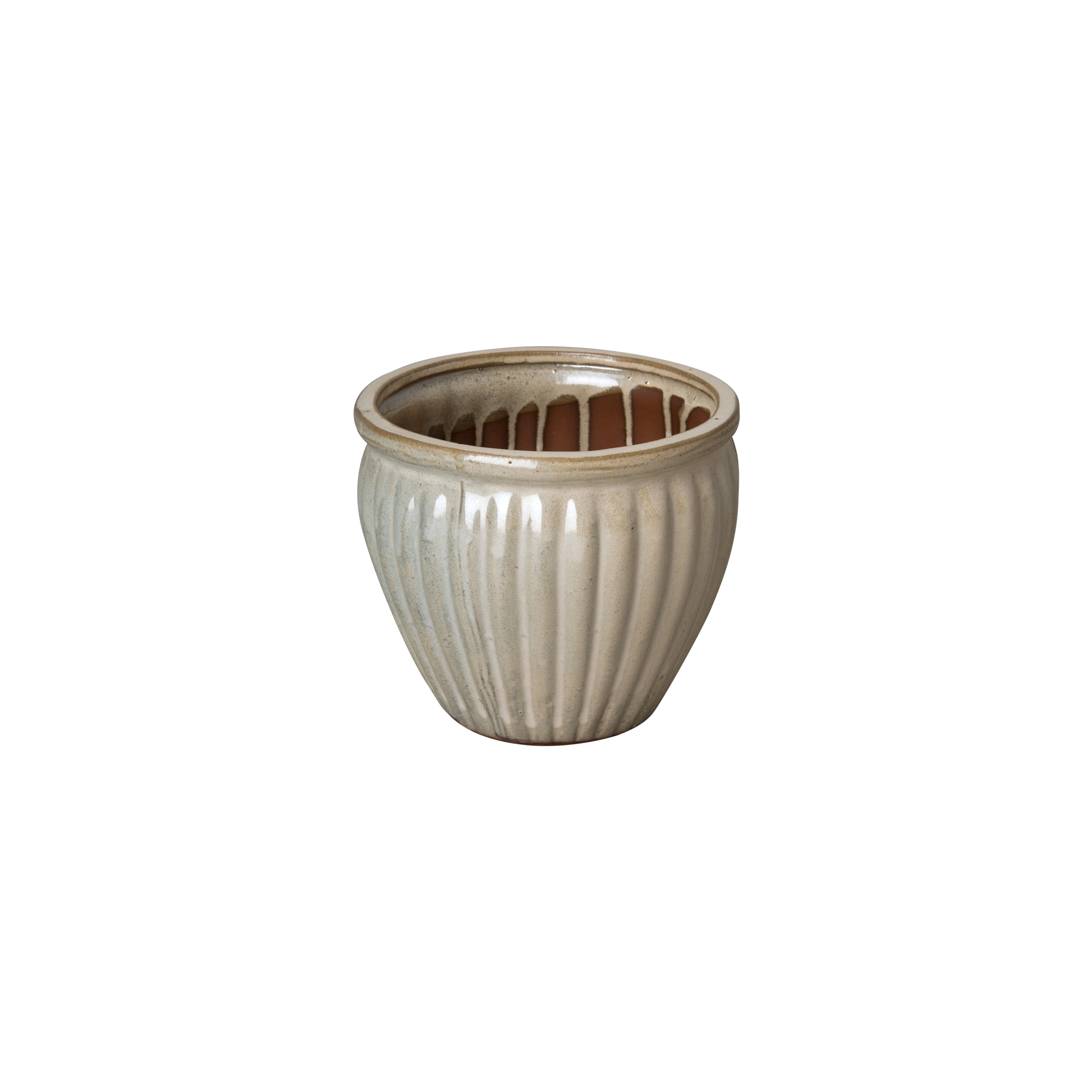 7 in. Round Ridge Ceramic Planter