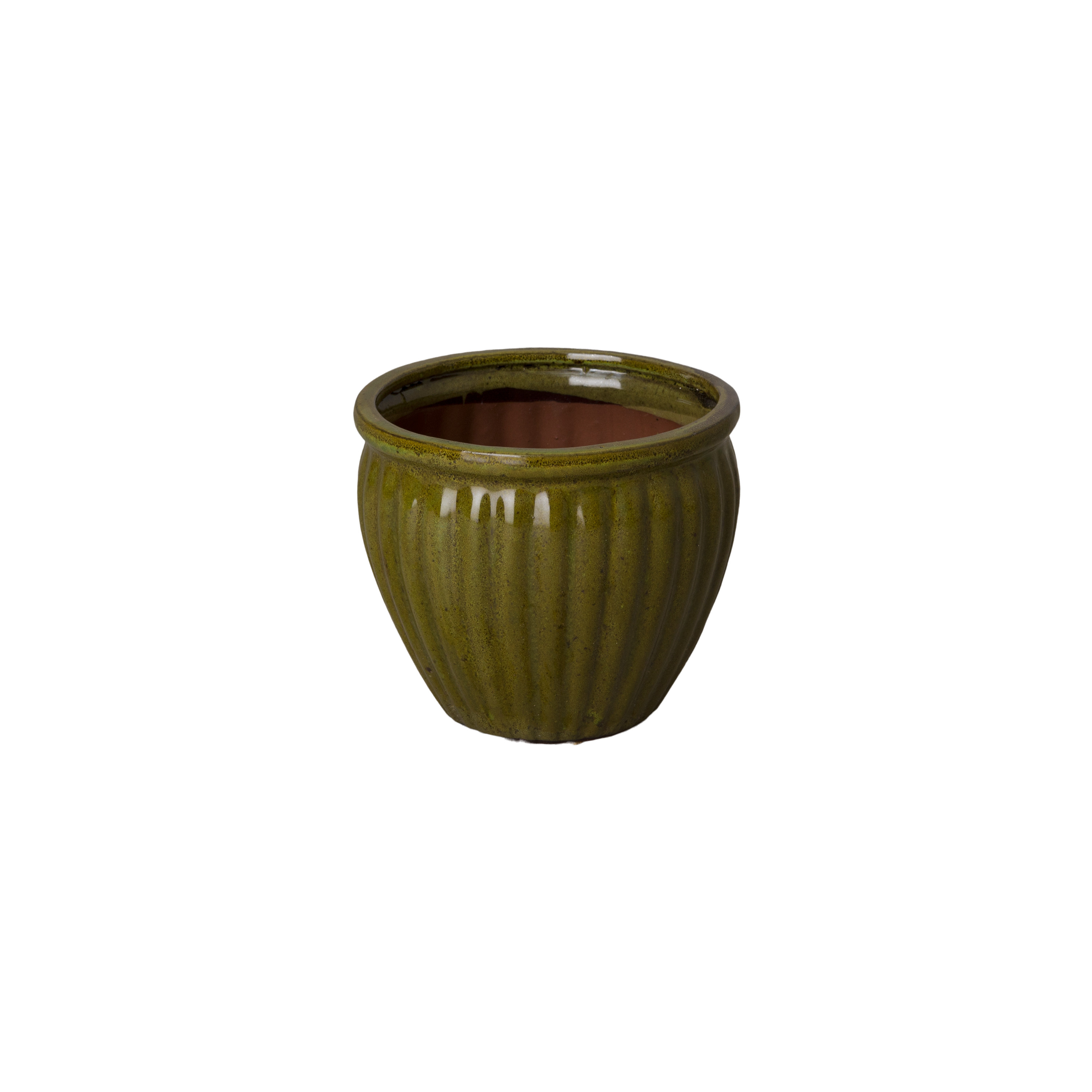7 in. Round Ridge Ceramic Planter